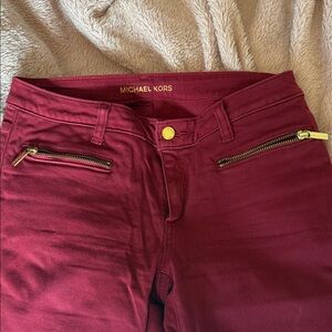 Michael Kors Deep Red Zippered Pants